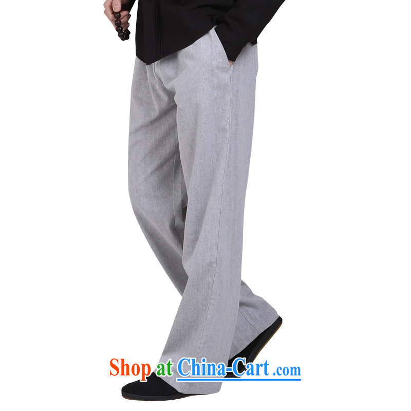 China wind linen APEC men's trousers middle-aged has been the men's pants trousers loose Tang on the code meditation pants gray XL, at the foot of the mountains, sports, and shopping on the Internet