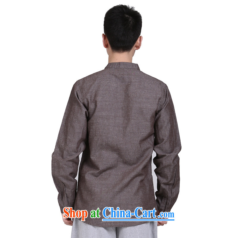 China wind cultivating Chinese business APEC men's long-sleeved men's shirts linen original casual middle-aged men's shirts red and brown XXXL, at the foot of the mountains, sports, and shopping on the Internet