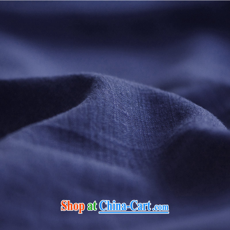 The collar-Tie long-sleeved Business Casual Shirt APEC cotton the retro China wind original male blue XXL, at the foot of the mountains, sports, and shopping on the Internet