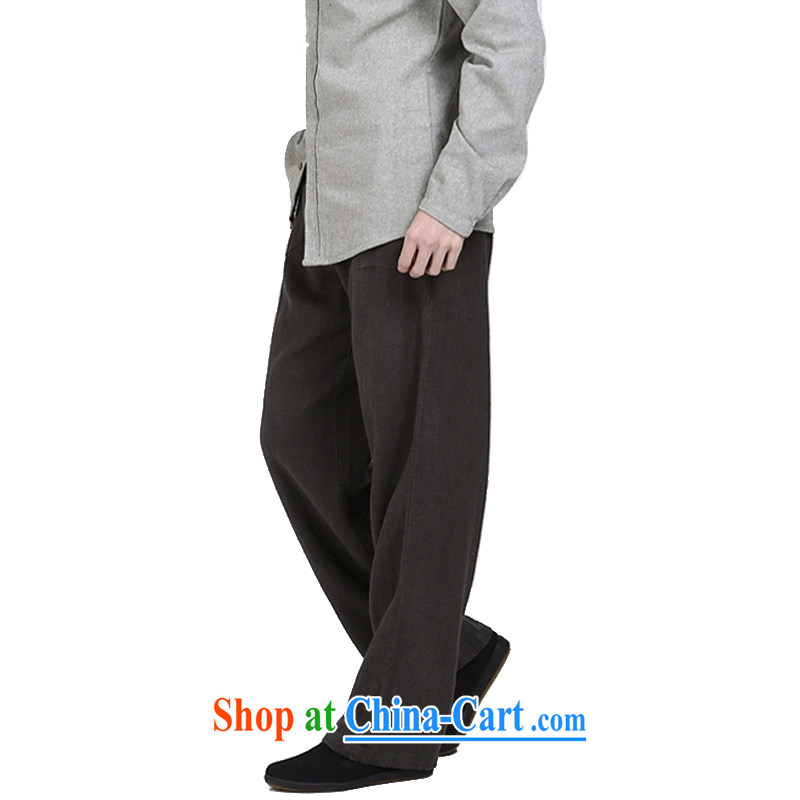 Hill People Movement original cotton the Chinese wind leisure men's trousers men's loose trousers Chinese cynosure trousers linen trousers brown XXL, at the foot of the mountains, sports, and shopping on the Internet