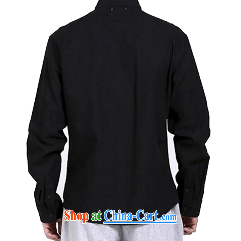 Hill People Movement original Chinese style cotton shirt the commission Chinese shirt, collar Zen men's black linen service Nepal retreat serving black XXL, at the foot of the mountains, sports, and shopping on the Internet
