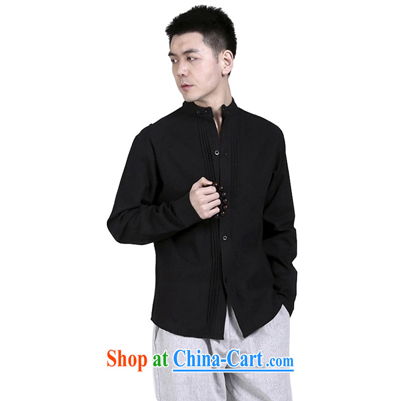 Hill People Movement original Chinese style cotton shirt the commission Chinese shirt, collar Zen men's black linen service Nepal retreat serving black XXL, at the foot of the mountains, sports, and shopping on the Internet