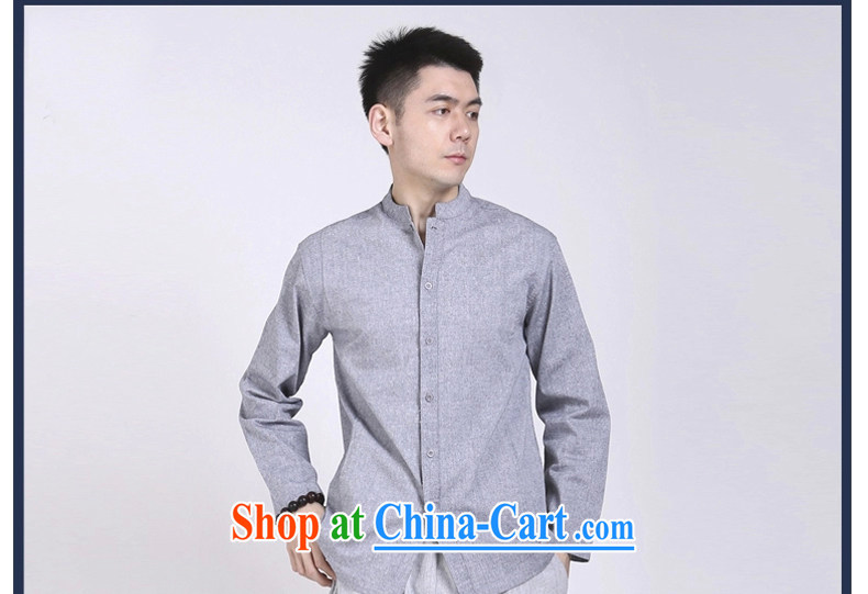 Hill People Movement original Chinese style cotton shirt the men's Chinese shirt relaxed casual long-sleeved T-shirt gray XXL pictures, price, brand platters! Elections are good character, the national distribution, so why buy now enjoy more preferential! Health