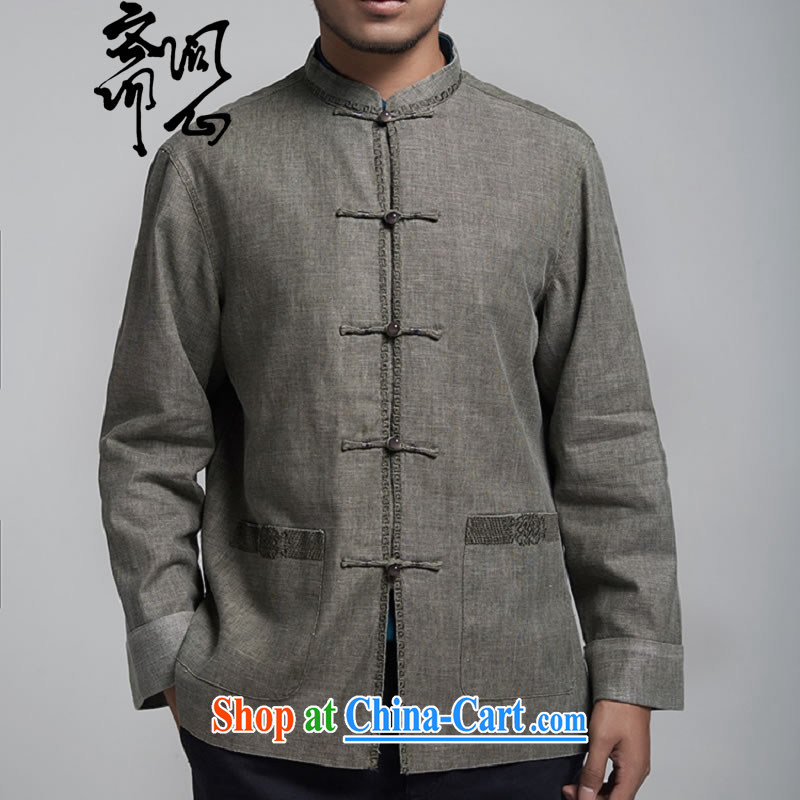 Ask a vegetarian electoral rewards as soon as possible and fall_winter men's new fall long-sleeved T-shirt, Chinese Embroidery jacket WXZ 1130 light gray XXL