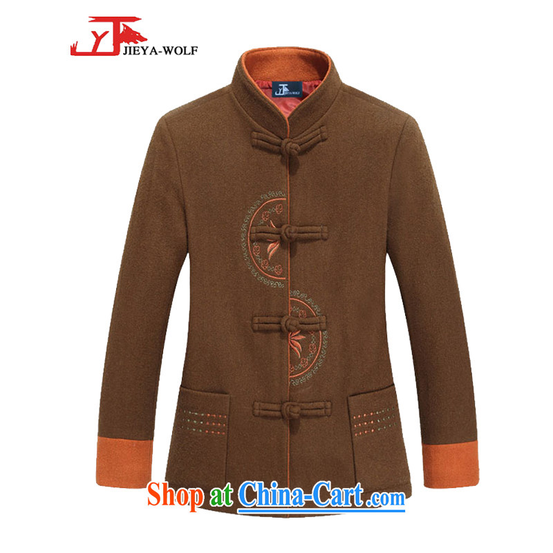 JIEYA - WOLF New Fleece Tang with men's long-sleeved thick winter, male Tang jackets men's cashmere Tang is stylish and relaxing autumn and winter, brown female XXL female
