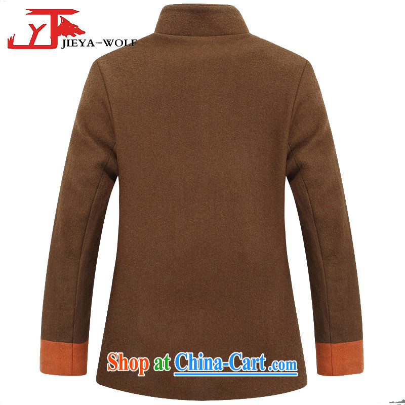 JIEYA - WOLF New Fleece tang on men's long-sleeved thick winter, male Tang jackets men's cashmere Tang is cool and relaxing autumn and winter, brown female XXL female, JIEYA - WOLF, shopping on the Internet