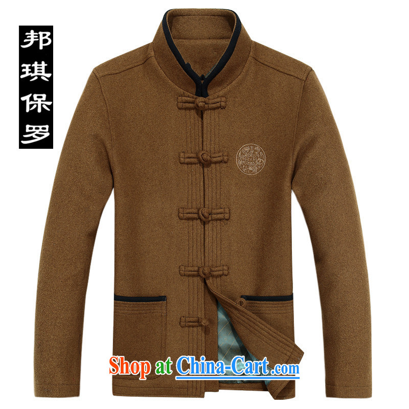 Bong-ki Paul 2014 autumn and winter in older Chinese men and grandfather jacket with wool, thick coat larger national costumes With Grandpa and 222 yellow XXXL, Angel Paul, shopping on the Internet