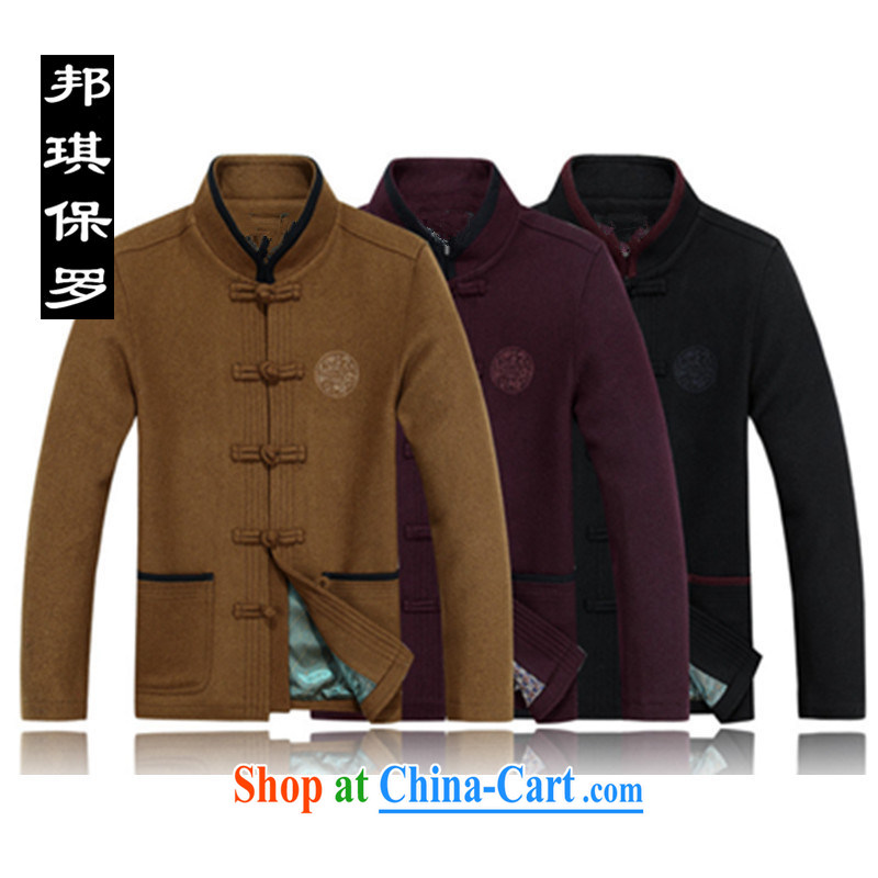 Bong-ki Paul 2014 autumn and winter in older Chinese men and grandfather jacket with wool, thick coat larger national costumes With Grandpa and 222 yellow XXXL, Angel Paul, shopping on the Internet