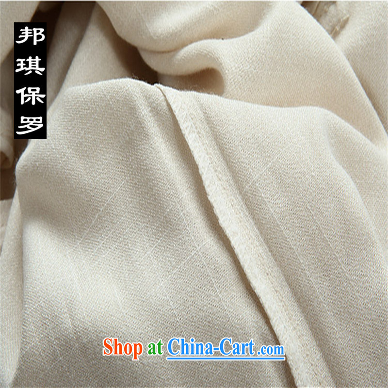 Bong-ki Paul 2014 spring and summer Chinese men's jacket Tang replace older grandfather Tang jackets Dad installed China wind linen Chinese T-shirt 2043 white XXXL, Angel Paul, shopping on the Internet