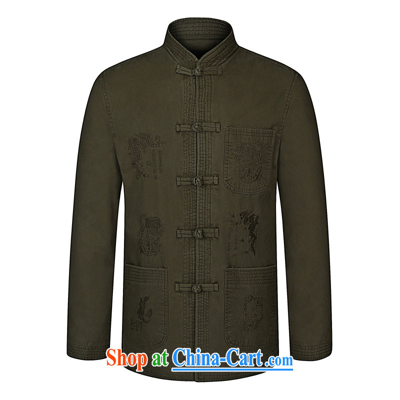 Kim Ho-The pure cotton jacket tang on T-shirt spring new, older men's jackets National wind-tie long-sleeved Tang with sand wash cotton card the 175 black 190, Kim Ho-AD, and shopping on the Internet