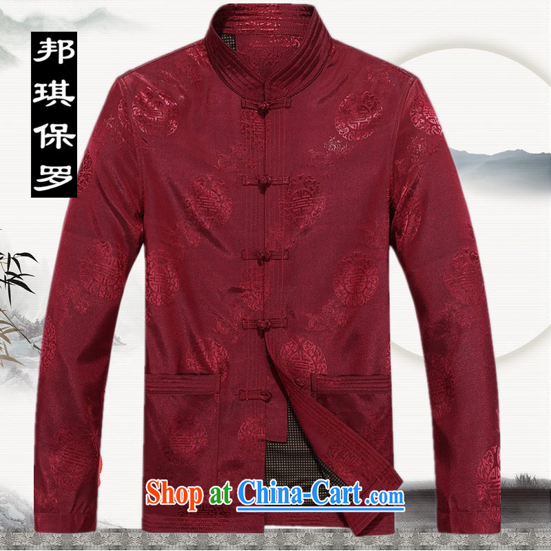 Bong-ki Paul 2014 autumn and winter, older long-sleeved Chinese jacket jacket men and the code manually Chinese-buckle Tang replacing older Grandpa red 190