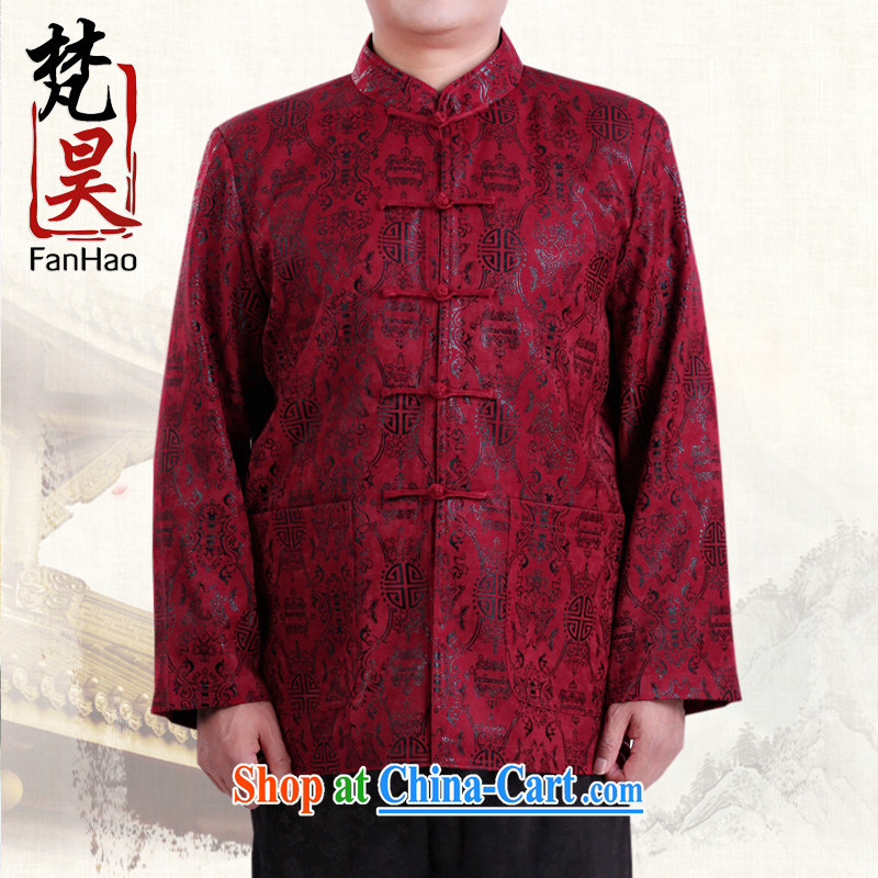 Van Gogh's New Man Tang jackets fall and winter Ethnic Wind long-sleeved jacket with his father, who H smock 1506 red XXXXL