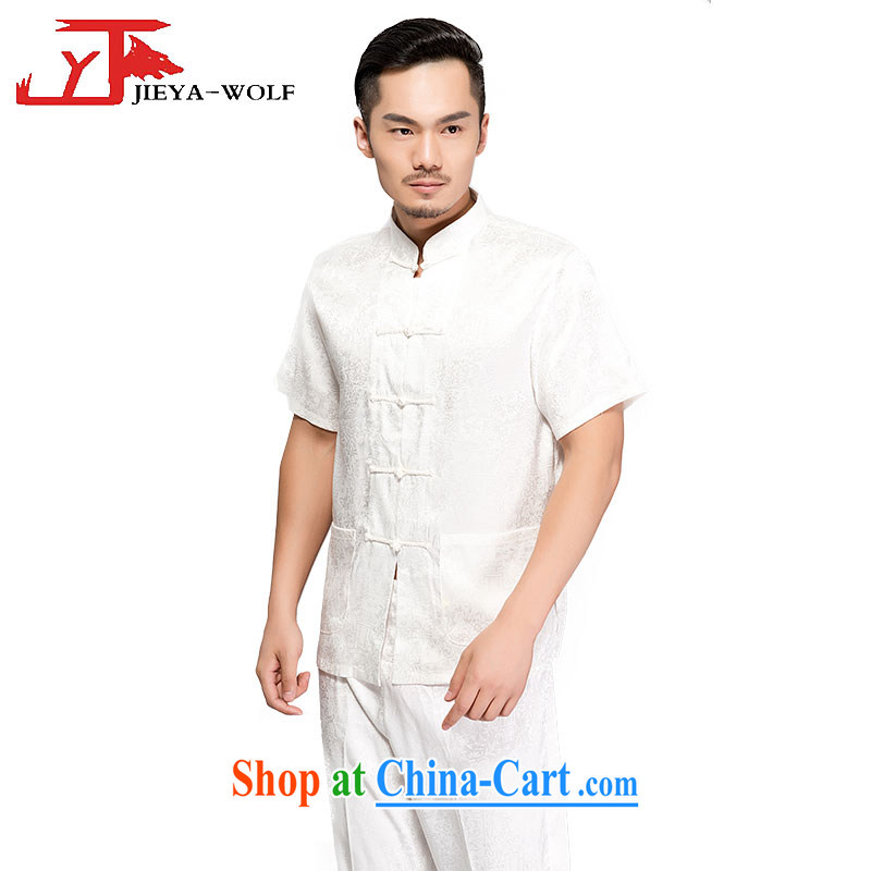 Jack And Jacob - Wolf JEYA - WOLF new kit Tang on men's short-sleeved summer thin male Chinese national Leisure package the River During the Qingming Festival silk, beige hand-tie a 190/XXXL, JIEYA - WOLF, shopping on the Internet