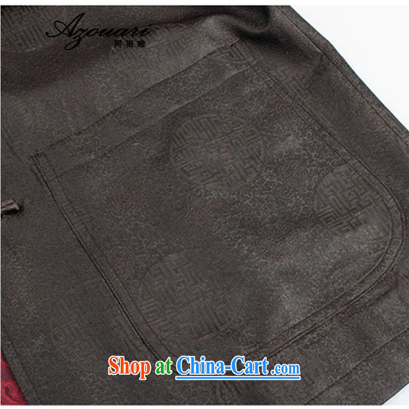 The TSU defense (Azouari) Hong Kong Standard cloud yarn double-cuff Chinese men's jacket Chinese classical T-shirt and brown manually, 52, said Defense (AZOUARI), shopping on the Internet