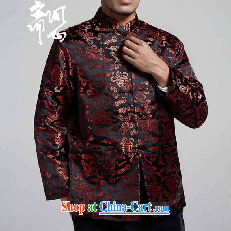 q heart Id al-Fitr electoral rewards as soon as possible and new men, silk smock shirt Chinese improved jacket 1800 Black + red XXXXL, ask heart Id al-Fitr, shopping on the Internet