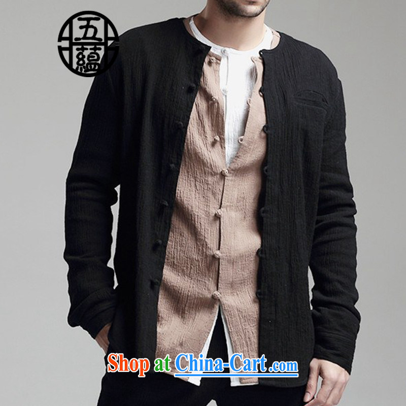The TSU defense (Azouari) China wind men's long-sleeved linen/cotton shirt beauty lounge round-collar wrinkle the Light Gray XXXXL is a custom does not return is not, the ancestral defense (AZOUARI), shopping on the Internet