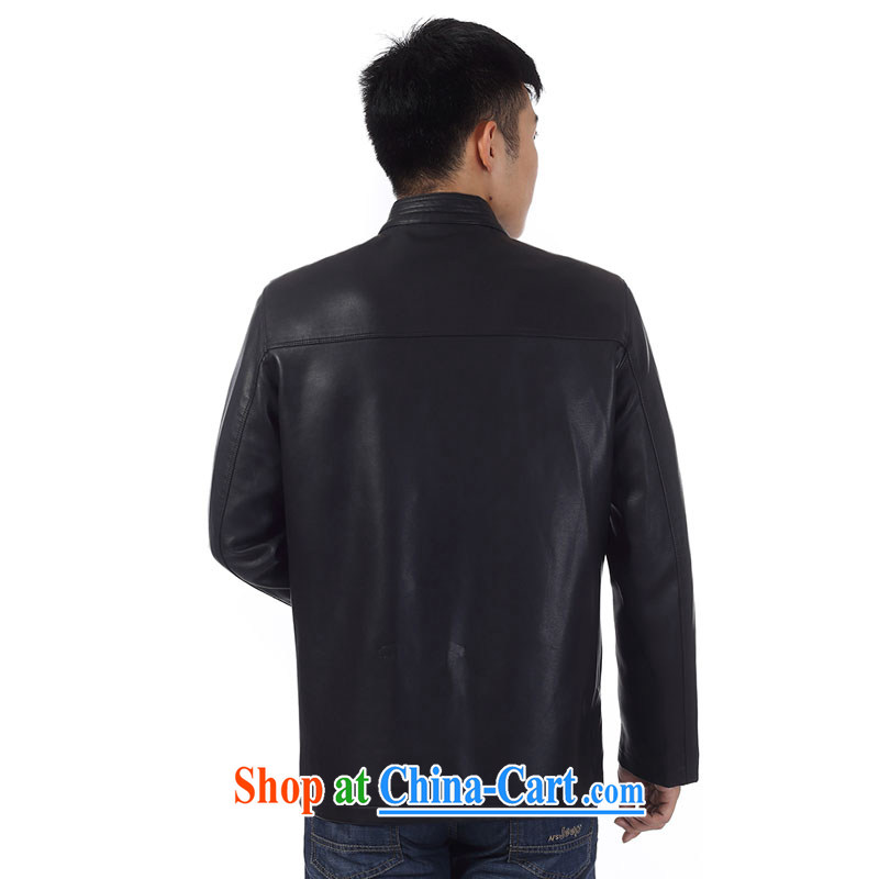 Kim Jong-il-ho in the 2015 Spring and Autumn new middle-aged and older men's leather jacket Tang with his father on the collar beauty leather jacket fur smock XL jacket black 190, Kim, Ho ad, shopping on the Internet