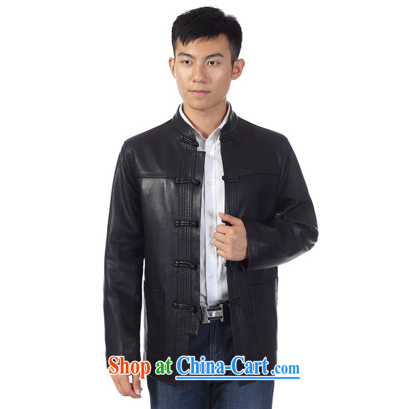 Kim Jong-il-ho in the 2015 Spring and Autumn new middle-aged and older men's leather jacket Tang with his father on the collar beauty leather jacket fur smock XL jacket black 190, Kim, Ho ad, shopping on the Internet