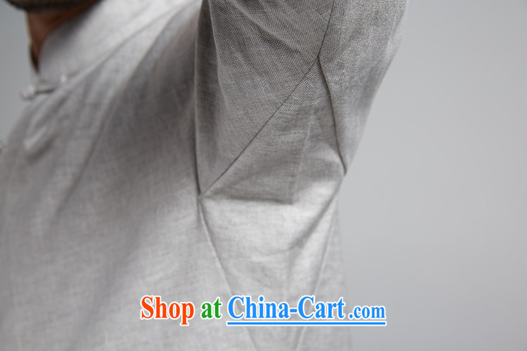 De-Tong Chun looks stylish Chinese shirt 100 ground stack solid sleeves T-shirt Chinese style kungfu shirt casual wear 2015 spring long-sleeved gray XXXL pictures, price, brand platters! Elections are good character, the national distribution, so why buy now enjoy more preferential! Health