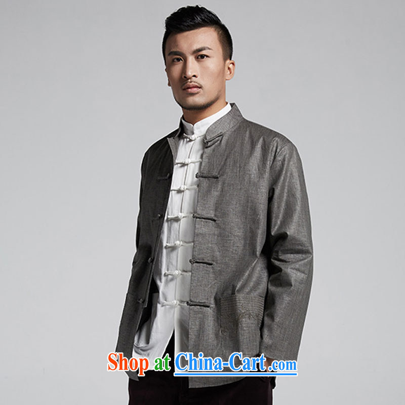 De wind church Integrity Commission Cotton Men's Chinese Spring and Autumn 2015 Chinese long-sleeved light jacket Dad installed China wind men's dark gray 4 XL, de-tong, shopping on the Internet