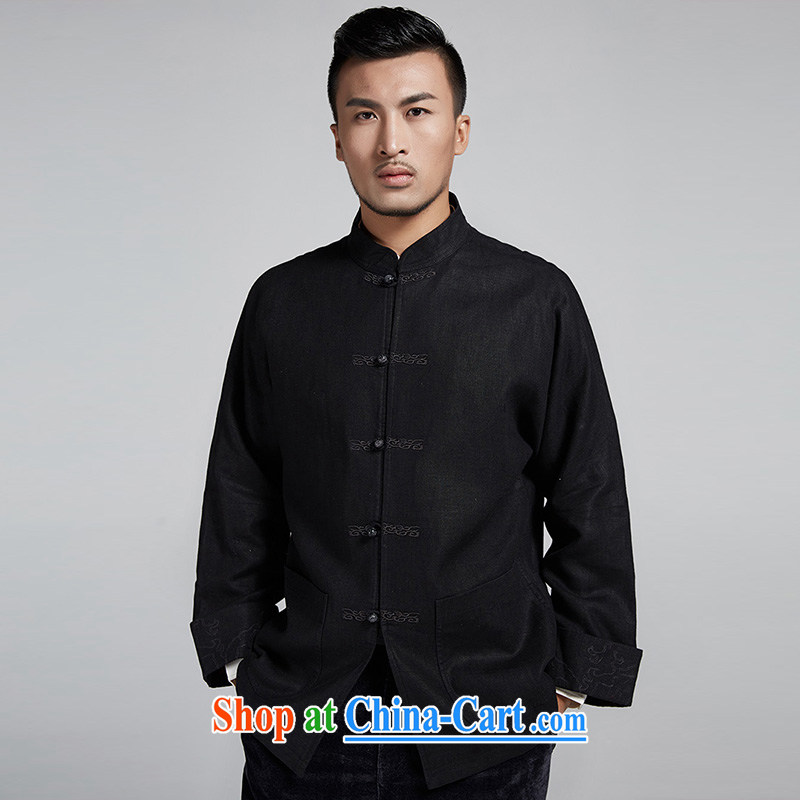 Wind, The Church cannot be refined and improved, older men's jackets personalized Embroidery is withholding leisure long-sleeved T-shirt China wind male black 52/3 XL, de-tong, shopping on the Internet