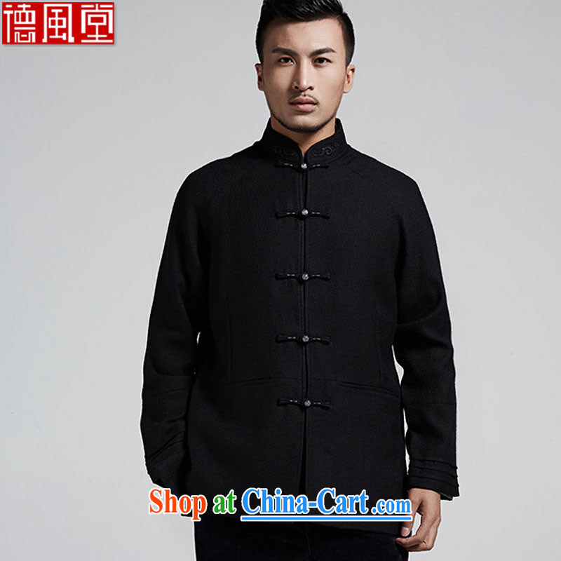 De-tong in China wind improved stylish men's Chinese 2015 autumn and winter, Chinese 3 layer cuff casual jacket black 52_XXXL
