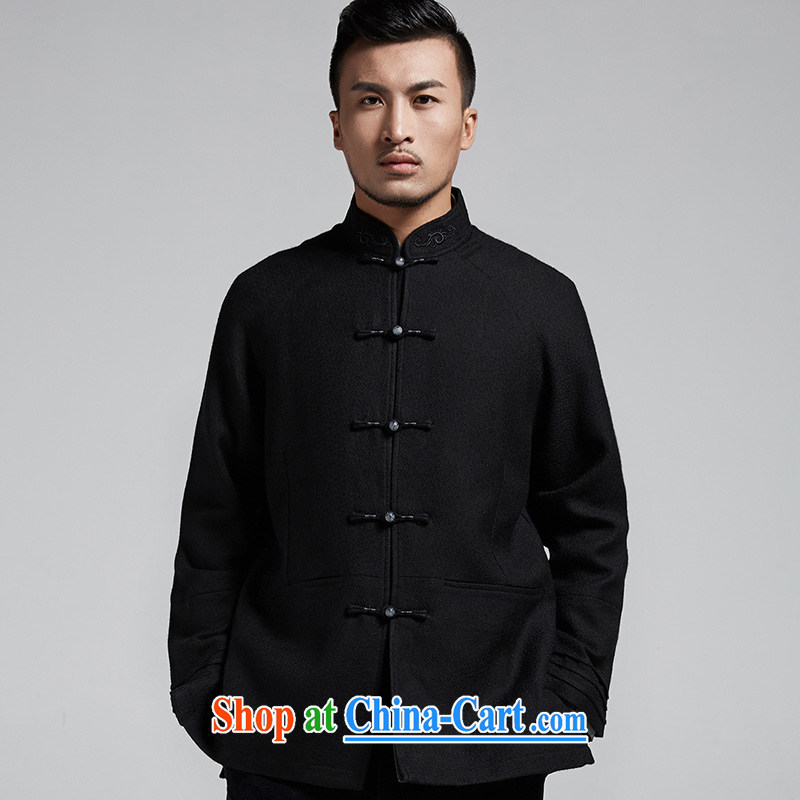 De-tong in China wind improved stylish men's Chinese 2015 fall and winter, Chinese 3 layer cuff casual jacket black 52/XXXL, wind, and shopping on the Internet