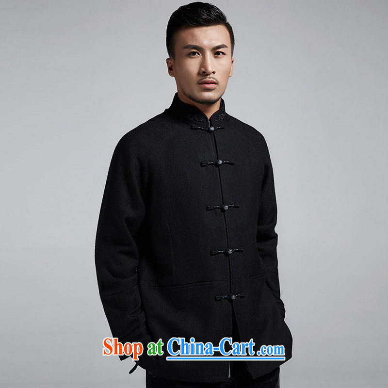 De-tong in China wind improved stylish men's Chinese 2015 fall and winter, Chinese 3 layer cuff casual jacket black 52/XXXL, wind, and shopping on the Internet