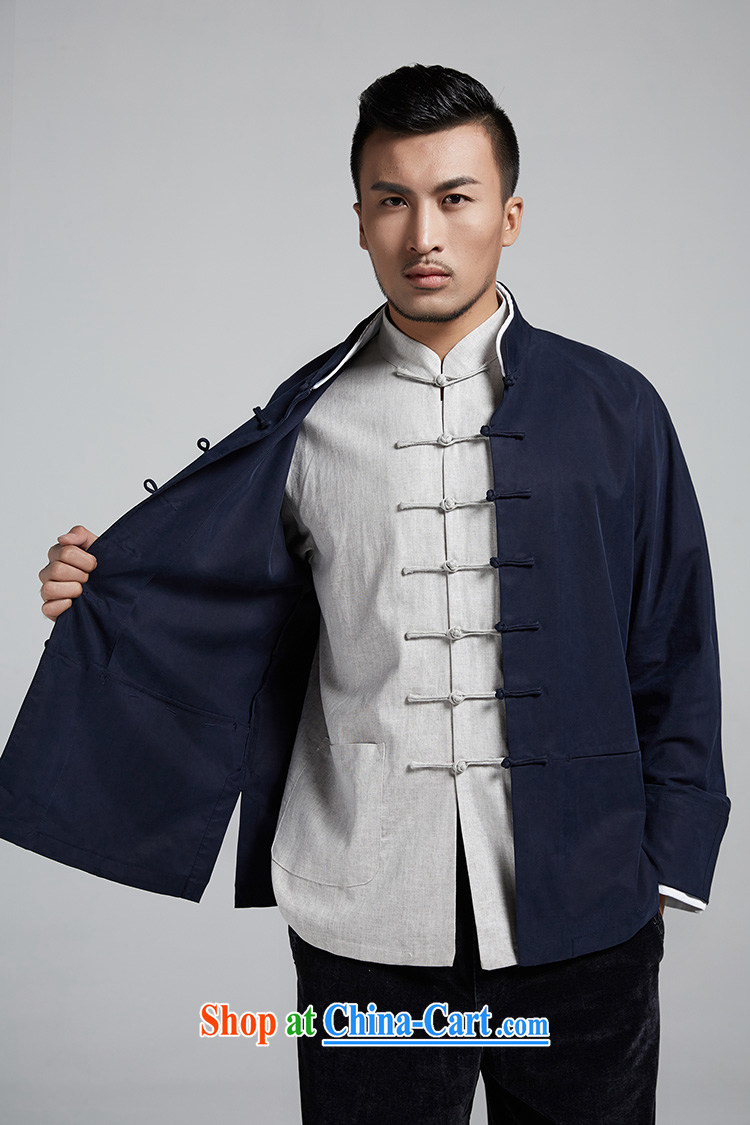 De-tang, Jun Chinese style men's Chinese 2015 autumn and winter cuff double-decker long-sleeved jacket handsome casual jacket China wind men's dark blue 48/XL pictures, price, brand platters! Elections are good character, the national distribution, so why buy now enjoy more preferential! Health