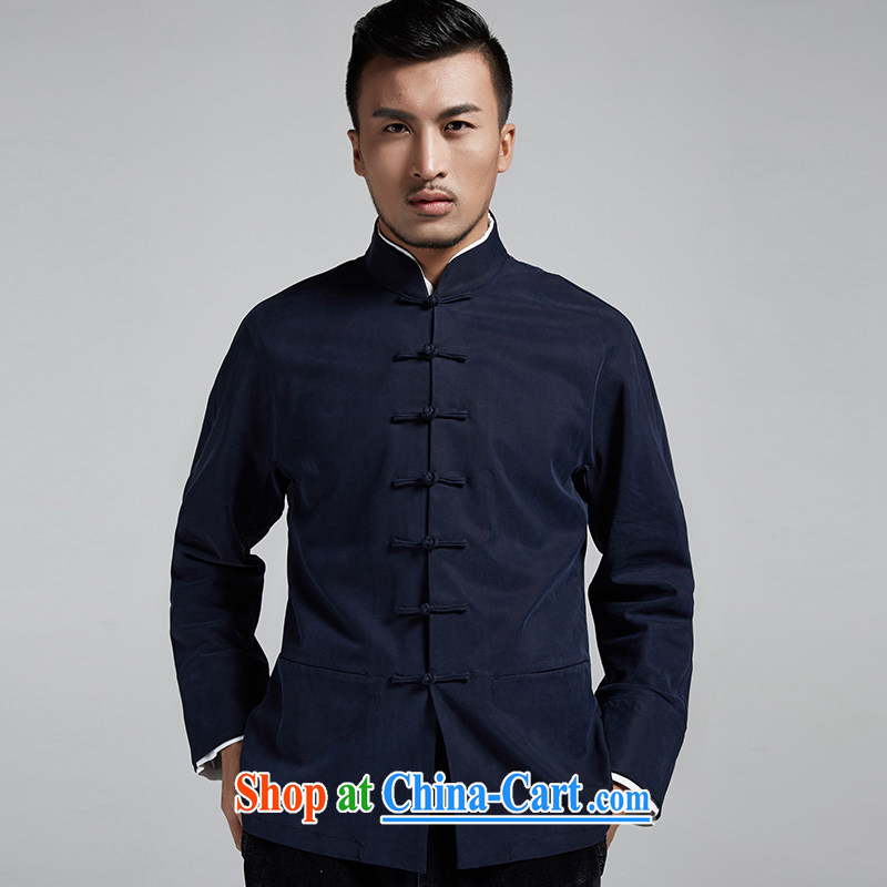 De-tong, Jun Chinese style men's Chinese 2015 autumn and winter cuff double-decker long-sleeved jacket handsome casual jacket China wind and dark blue 48/XL, de-tong, shopping on the Internet