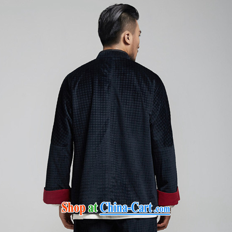 De-tong since the pure Chinese double-shoulder Chinese clothing men and middle-aged long-sleeved Chinese fall 2015 jackets and elegant Chinese style men's dark blue 50, wind, and shopping on the Internet