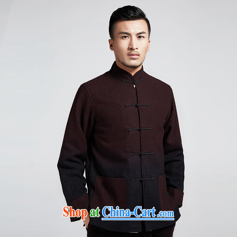 De-tong, a wool gradient Young Men's Chinese 2015 autumn and winter coats the cuff thick Chinese Wind and black and red 4 XL, wind, and shopping on the Internet
