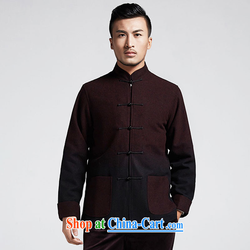 De-tong, a wool gradient Young Men's Chinese 2015 autumn and winter coats the cuff thick Chinese Wind and black and red 4 XL, wind, and shopping on the Internet