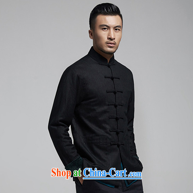 De wind turbine hall looks grand beauty Hair Fall is the male Tang jackets China wind long-sleeved double-shoulder shirt cuff over the autumn and winter, black 4XL, de-tong, shopping on the Internet
