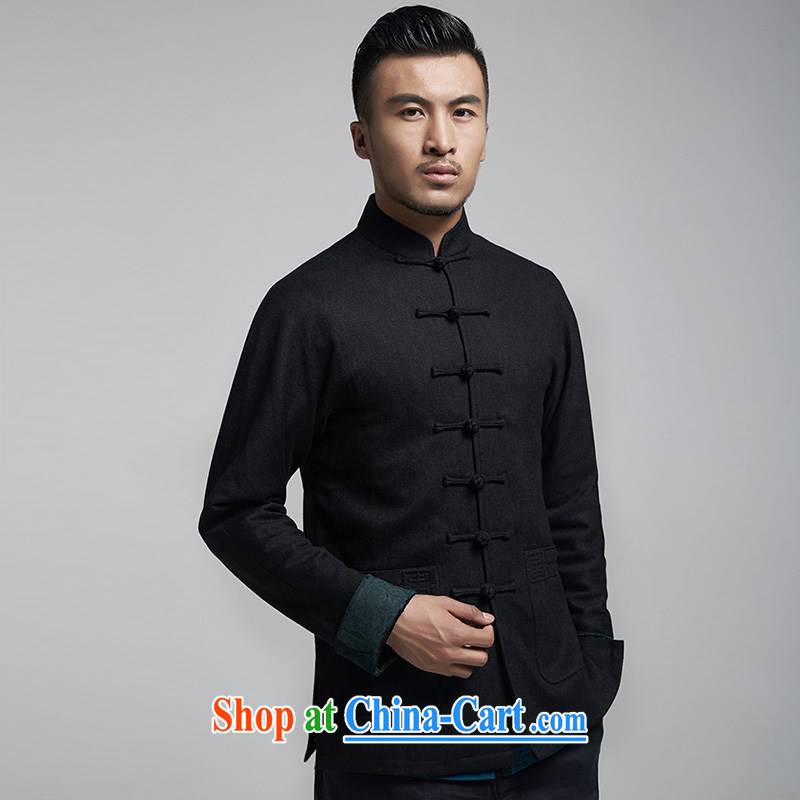 De wind turbine hall looks grand beauty Hair Fall is the male Tang jackets China wind long-sleeved double-shoulder shirt cuff over the autumn and winter, black 4XL, de-tong, shopping on the Internet