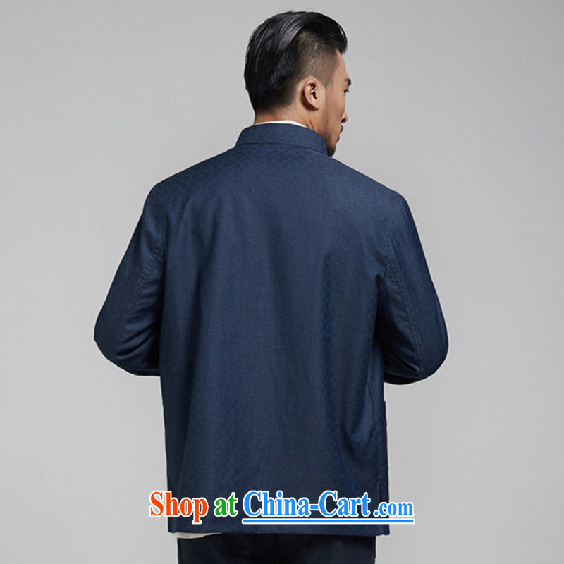 De-Tong Healthy Autumn with long-sleeved Chinese men's jacket, old t-shirt Chinese clothing Wire Wrap ties atmospheric China wind male blue 4 XL, de-tong, shopping on the Internet