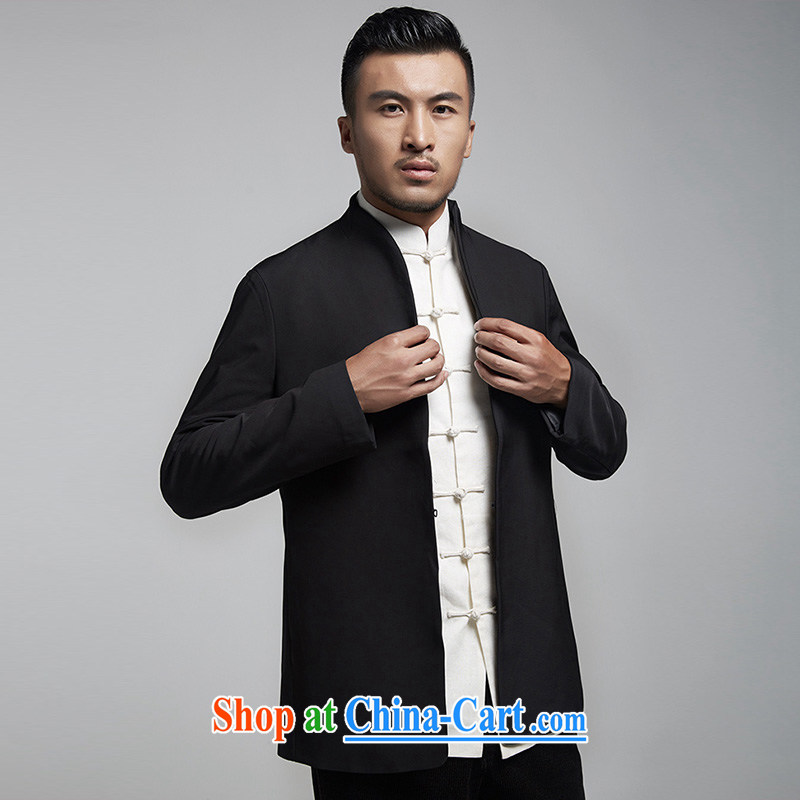 De-tong Han Yong men's Chinese Dress Chinese wind cultivating long-sleeved jacket Dinner hosted wedding T-shirt black XXXL, de-tong, and shopping on the Internet