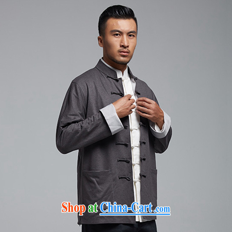 De-tong Exclusive stylish cultivating Chinese men and 2015 spring jackets China wind long-sleeved T-shirt dark gray 4 XL, de-tong, and shopping on the Internet