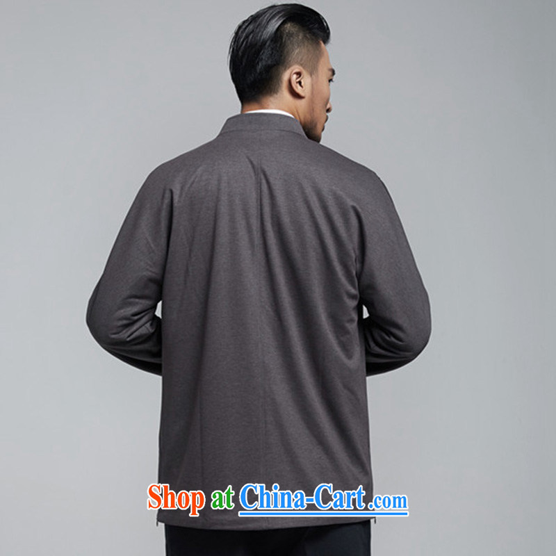 De-tong Exclusive stylish cultivating Chinese men and 2015 spring jackets China wind long-sleeved T-shirt dark gray 4 XL, de-tong, and shopping on the Internet