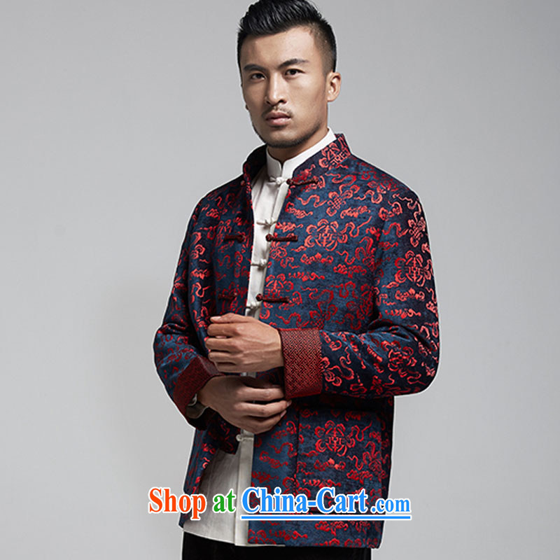 De-tong fragrance stylish Chinese men are jackets Ethnic Wind Smock is gross the men's fall and winter, dark red 4 XL, de-tong, and shopping on the Internet