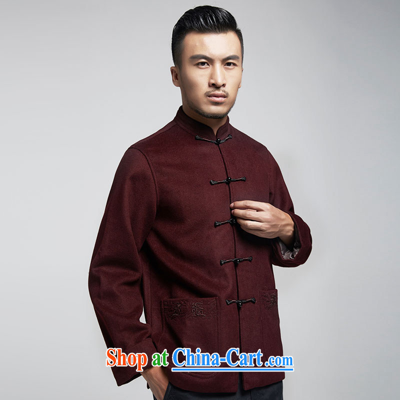 De-Tong Ching Ya, elderly Chinese men and long-sleeved 2015 autumn and winter jackets Chinese father with three-dimensional trim warm Chinese Wind and wine red 4 XL, de-tong, shopping on the Internet