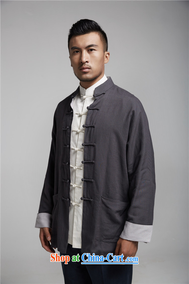 De-tong Park linen traditional style double-shoulder cuff men Tang jackets Chinese leisure T-shirt Chinese Wind and spring and autumn 2015 dark gray XXXL pictures, price, brand platters! Elections are good character, the national distribution, so why buy now enjoy more preferential! Health