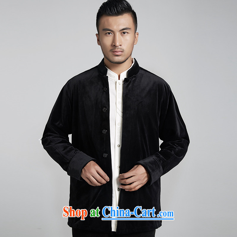 De-tong Tsz winter Chinese male Chinese wind spring 2015 long-sleeved jacket men's T-shirt black, the black XXXL, wind, and shopping on the Internet