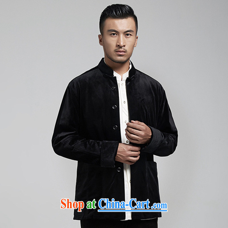 De-tong Tsz winter Chinese male Chinese wind spring 2015 long-sleeved jacket men's T-shirt black, the black XXXL, wind, and shopping on the Internet