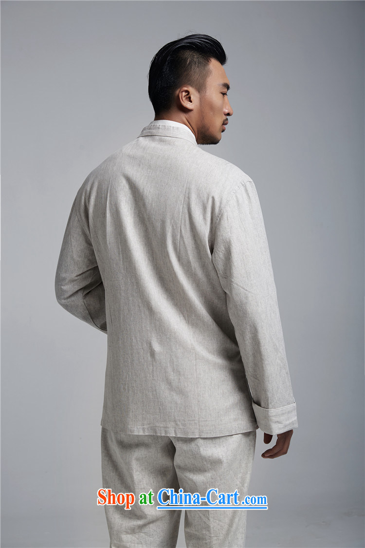 De-tong brandishing plain linen Chinese men's long-sleeved T-shirt Chinese leisure jacket embroidery original Chinese Wind and spring and autumn 2015 gray XXXL pictures, price, brand platters! Elections are good character, the national distribution, so why buy now enjoy more preferential! Health