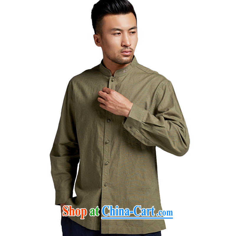 De-tong P. Xuan cotton the long-sleeved T-shirt Chinese, for men Chinese elderly in men's boutique China wind forces green XXXL, de-tong, and shopping on the Internet