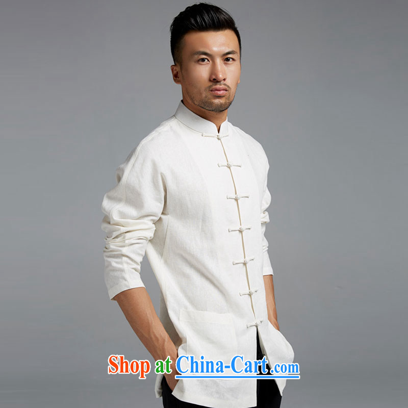 De-tong Dong Jun cotton Ma Man Tang with improved shirt traditional double-shoulder China wind youth fashion beauty spring 2015 white M, de-tong, shopping on the Internet