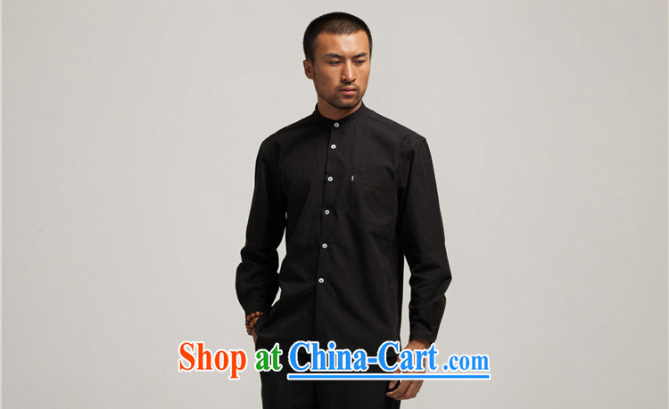 De-tong also lifting cotton muslin Chinese men's shirts Chinese Spring and Autumn 2015 solid T-shirt Chinese wind surrounded the collar black XXL pictures, price, brand platters! Elections are good character, the national distribution, so why buy now enjoy more preferential! Health