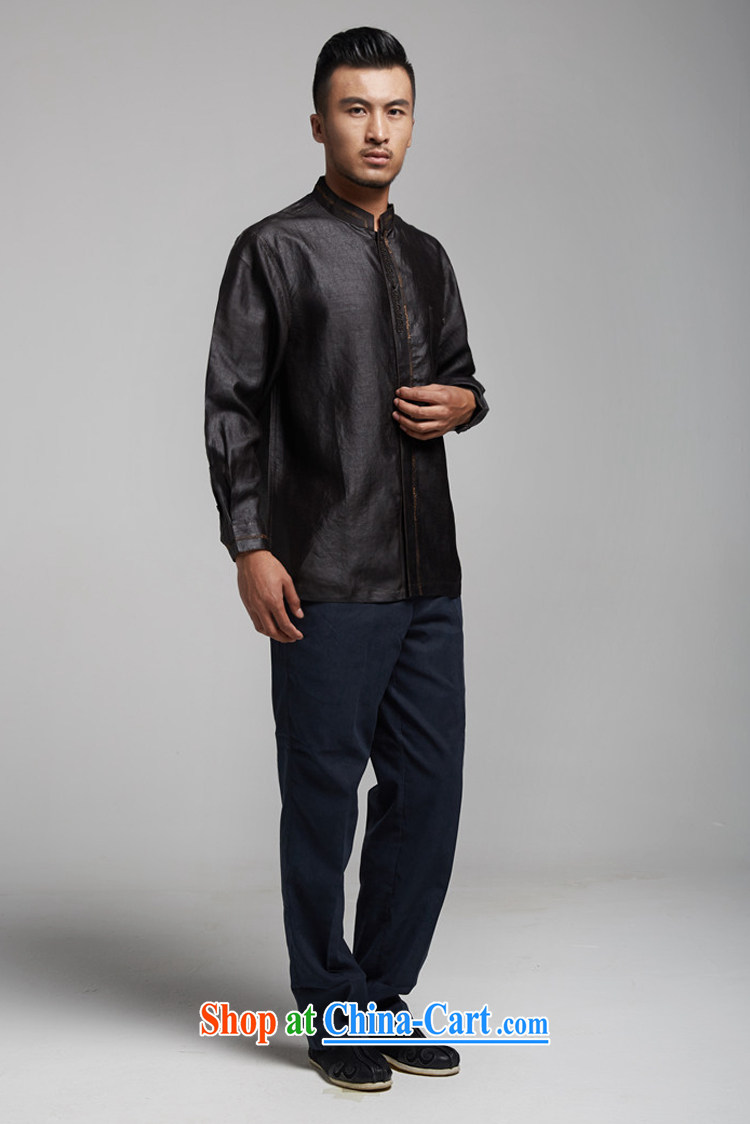 De-Tong Ya taxi silk Chinese men's shirts Hong Kong cloud yarn long-sleeved three-dimensional embroidery China wind men's 2015 spring black 52/XXXL pictures, price, brand platters! Elections are good character, the national distribution, so why buy now enjoy more preferential! Health
