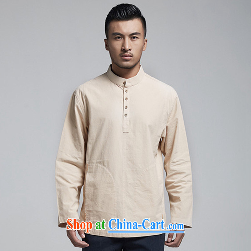 De-church networks fall 2015 cotton muslin long-sleeved Chinese men's T-shirt Chinese, for sweater with side pockets yellow 52, de-tong, and shopping on the Internet